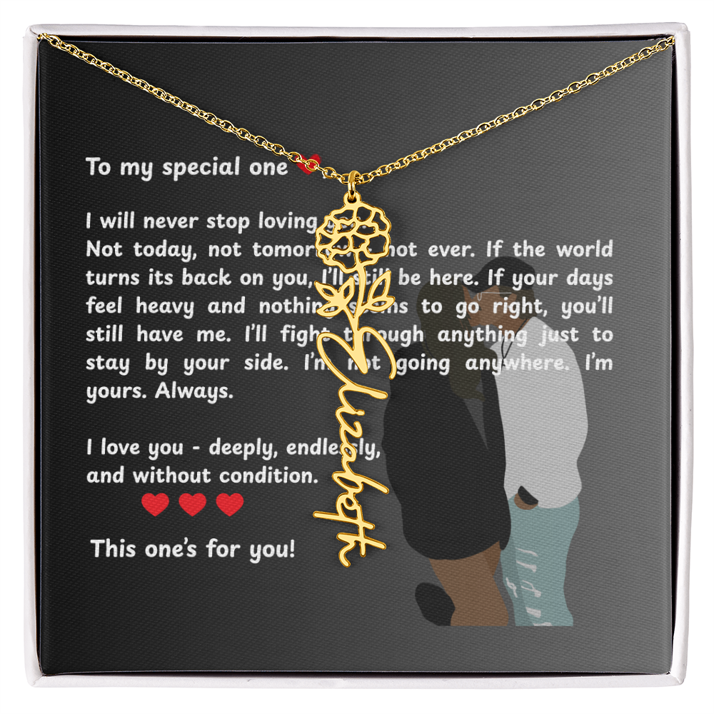Personalized This One's For You Flower Name Necklace