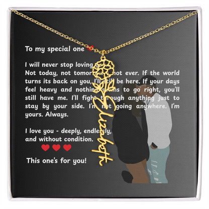 Personalized This One's For You Flower Name Necklace