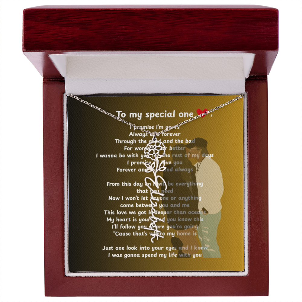 Personalized To My Special One Flower Name Necklace