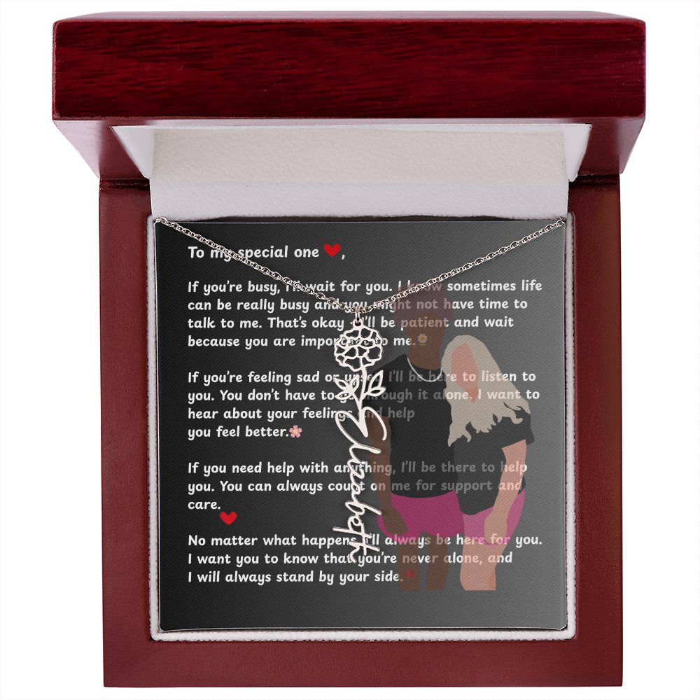 Personalized To My Special One Flower Name Necklace