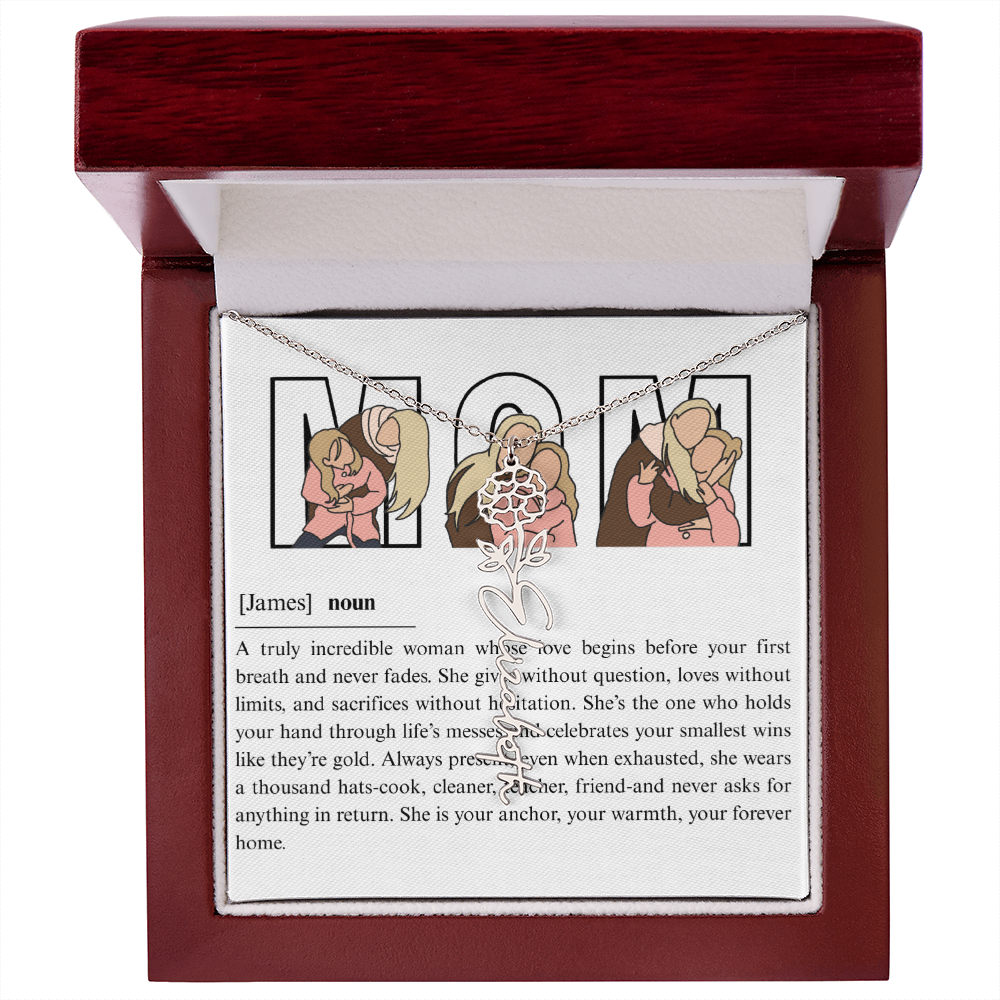 Personalized Mom Flower Name Necklace