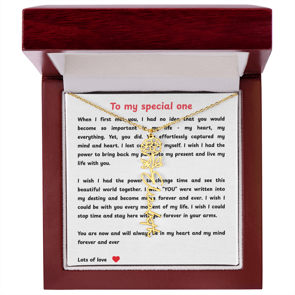 Personalized To My Special One Flower Name Necklace