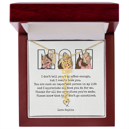 Personalized Mom Flower Name Necklace