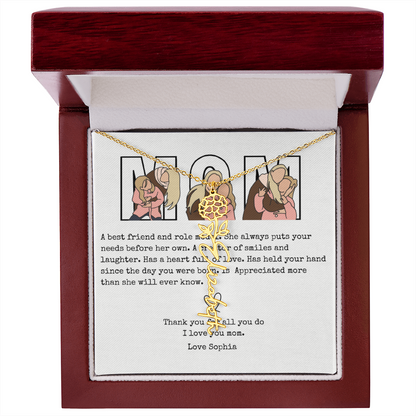 Personalized Mom Flower Name Necklace