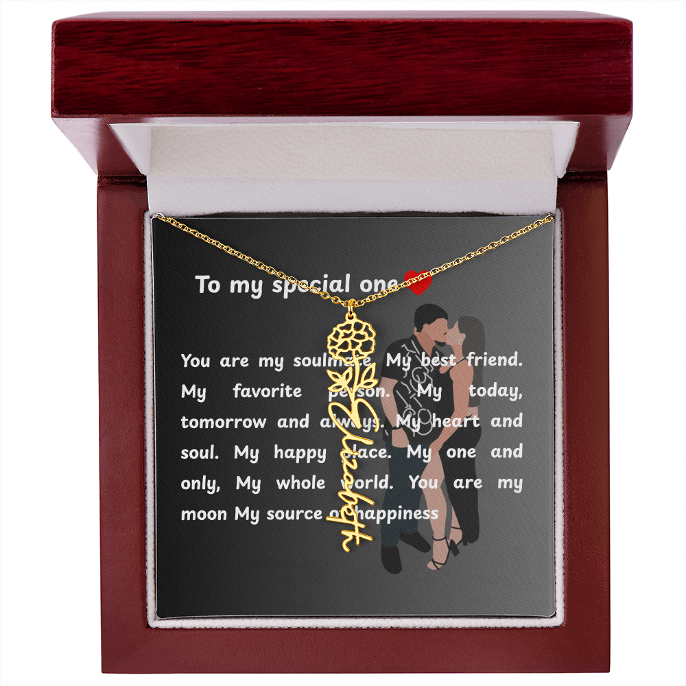 Personalized To My Special One Flower Name Necklace