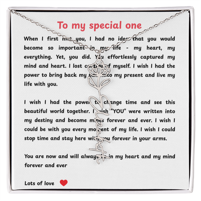Personalized To My Special One Flower Name Necklace