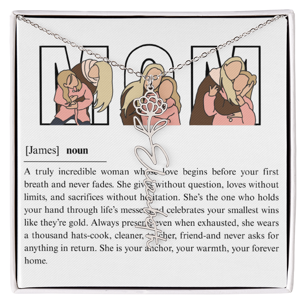 Personalized Mom Flower Name Necklace