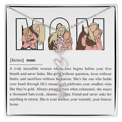 Personalized Mom Flower Name Necklace