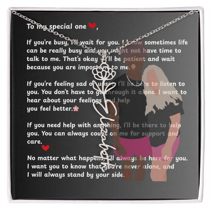 Personalized To My Special One Flower Name Necklace