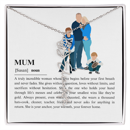 Personalized Mum Flower Name Necklace