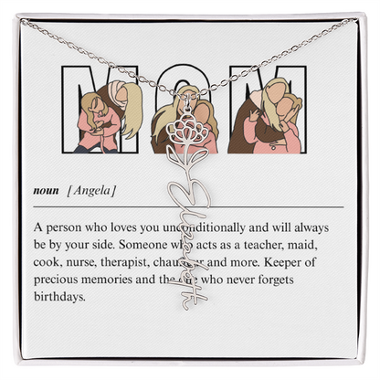 Personalized Mom Flower Name Necklace