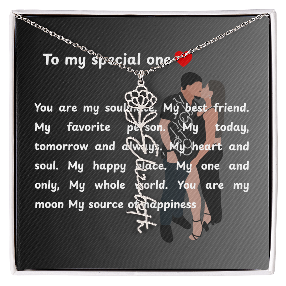 Personalized To My Special One Flower Name Necklace