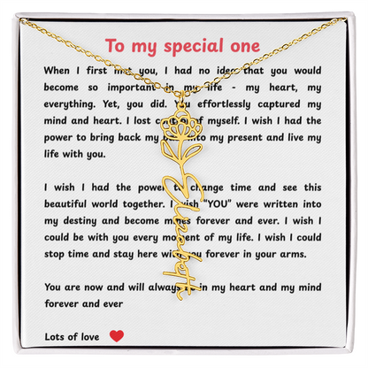 Personalized To My Special One Flower Name Necklace