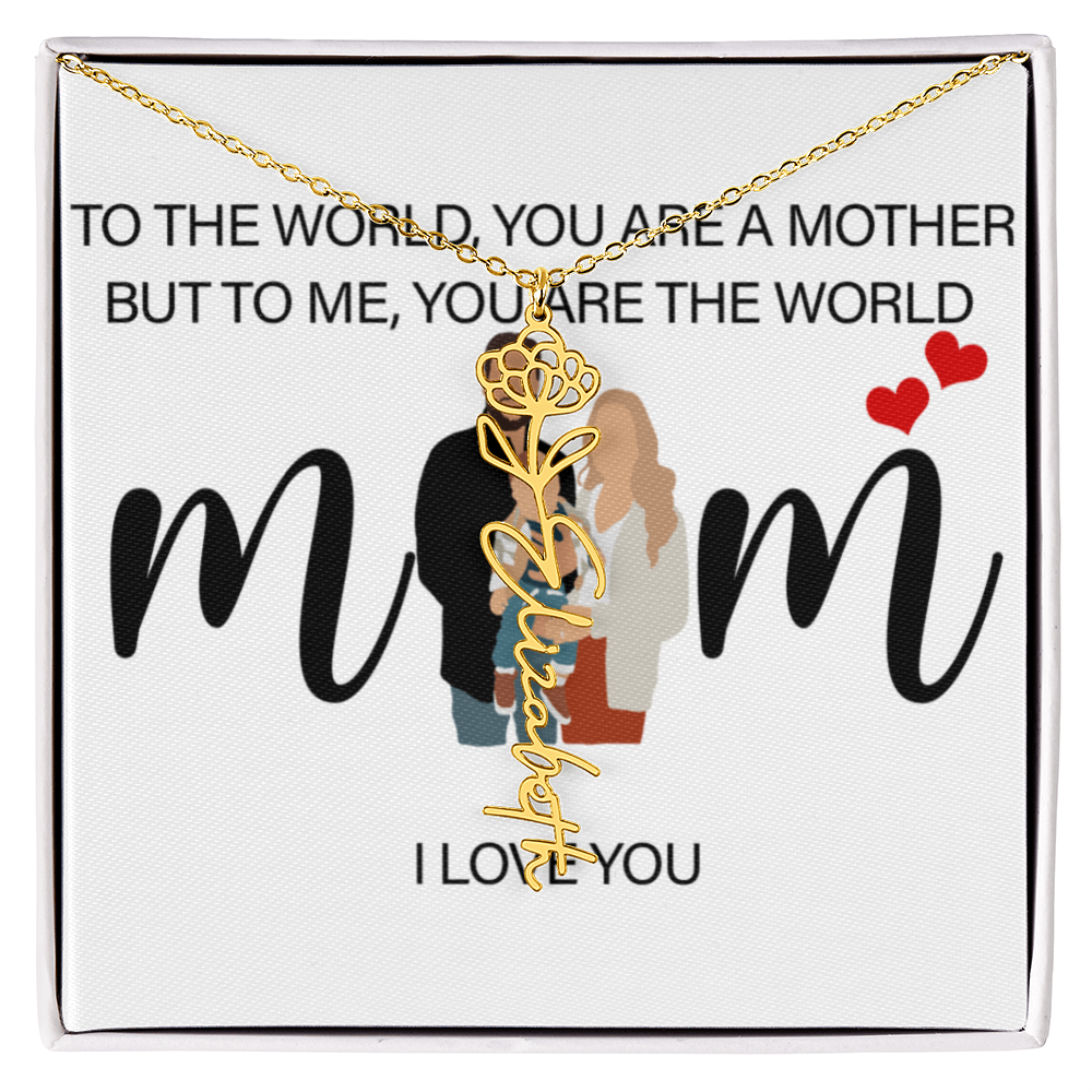 Personalized Mom Flower Name Necklace