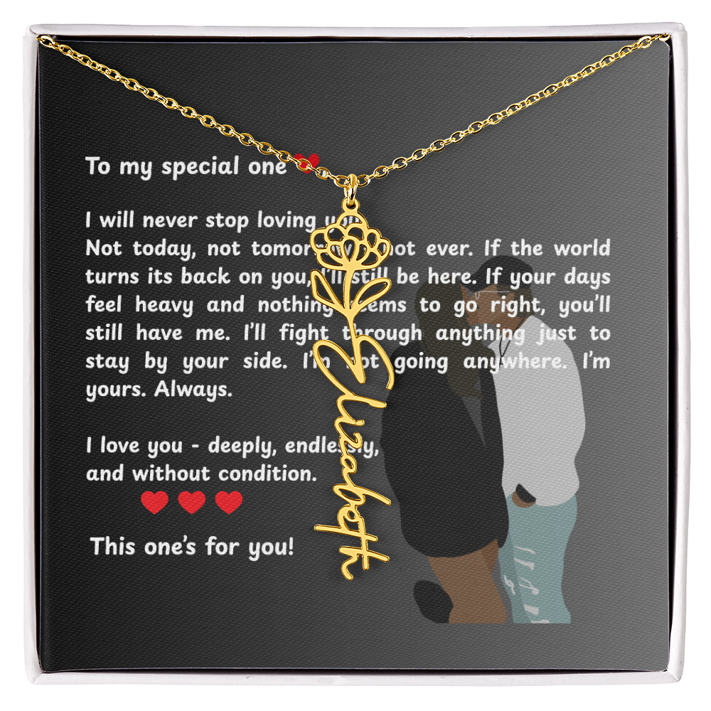 Personalized This One's For You Flower Name Necklace