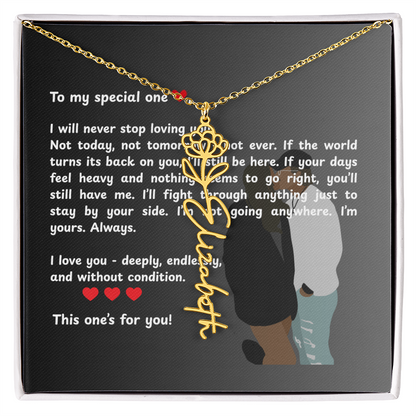 Personalized This One's For You Flower Name Necklace