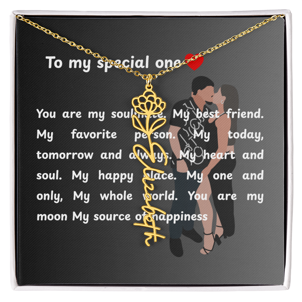 Personalized To My Special One Flower Name Necklace