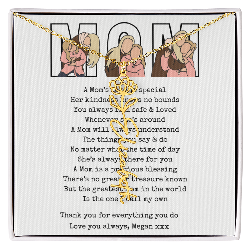 Personalized Mom Flower Name Necklace