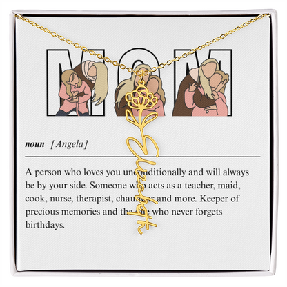 Personalized Mom Flower Name Necklace