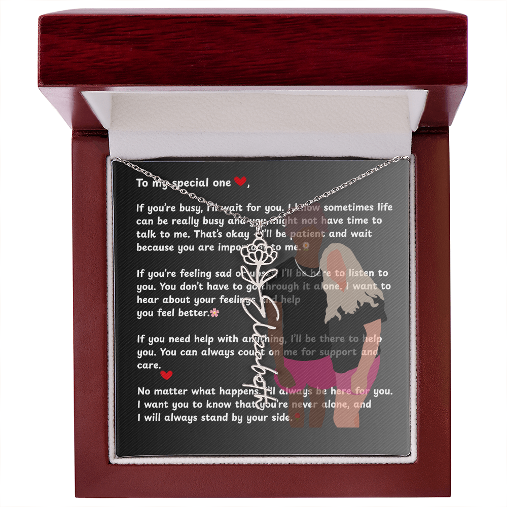 Personalized To My Special One Flower Name Necklace