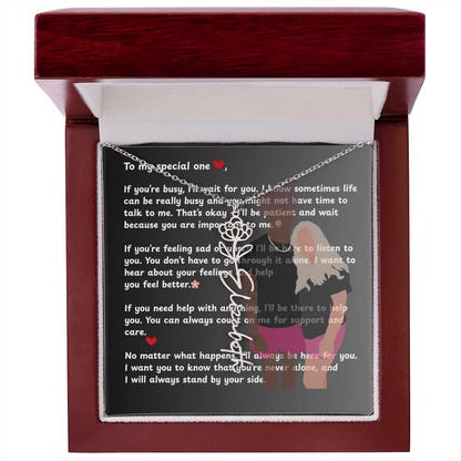 Personalized To My Special One Flower Name Necklace