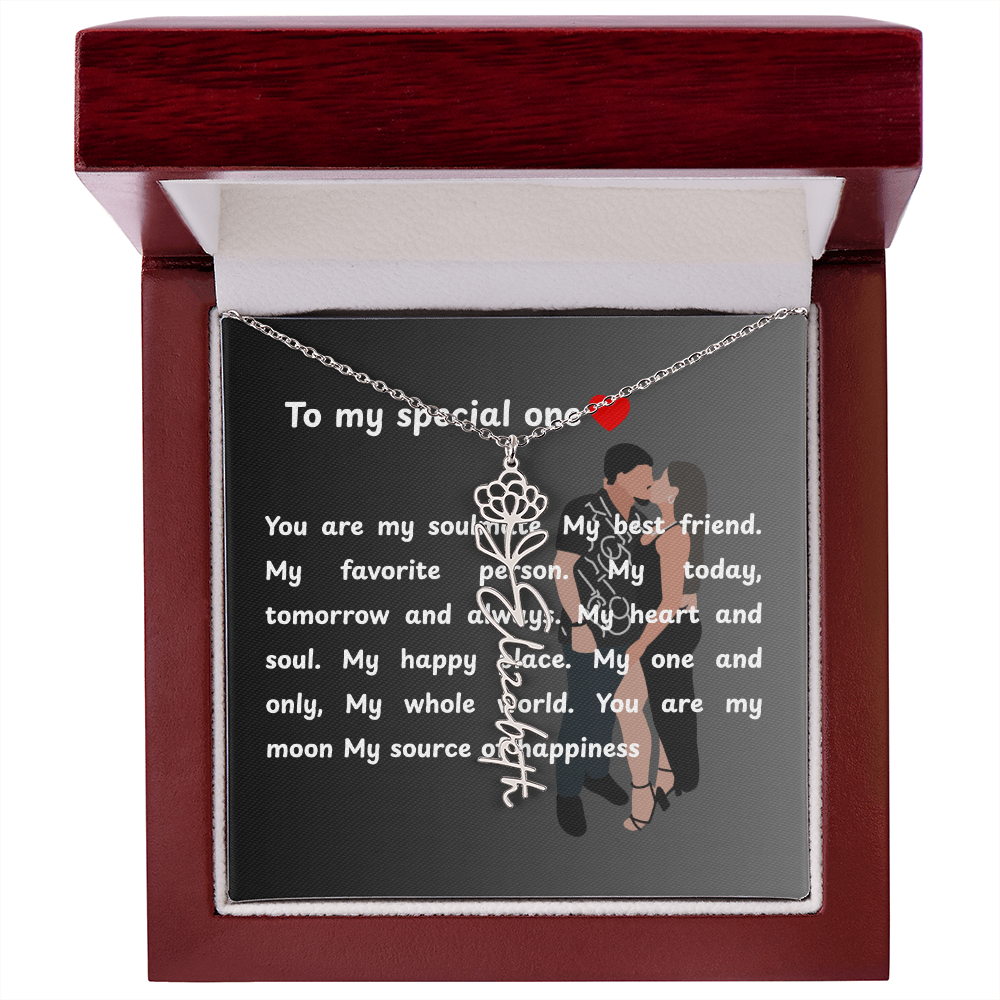 Personalized To My Special One Flower Name Necklace