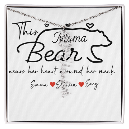 Personalized Mama Bear Flower Name Necklace