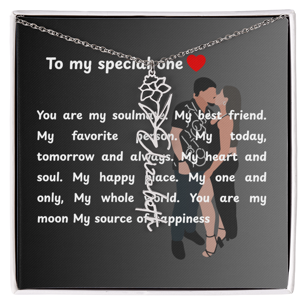 Personalized To My Special One Flower Name Necklace