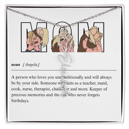 Personalized Mom Flower Name Necklace