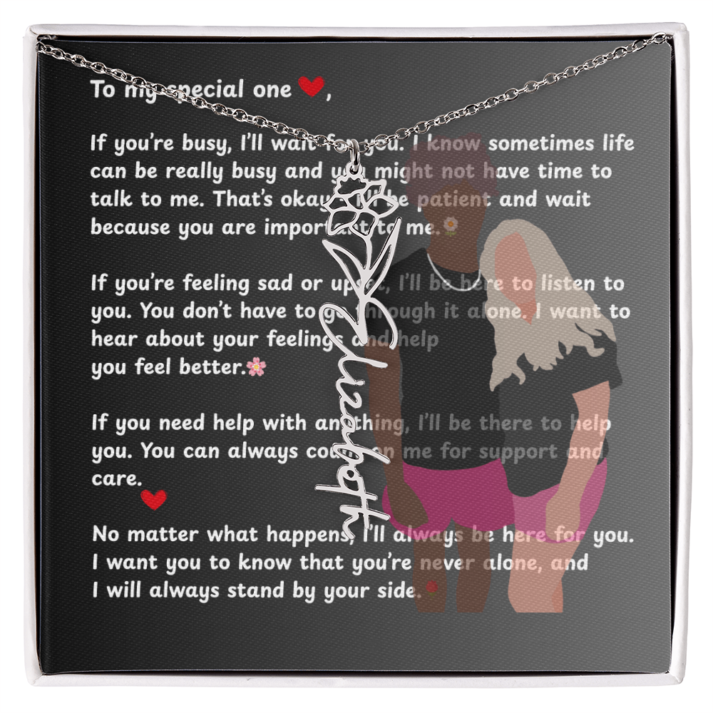 Personalized To My Special One Flower Name Necklace
