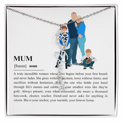 Personalized Mum Flower Name Necklace
