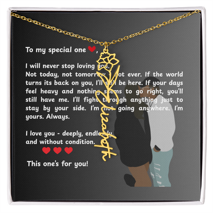 Personalized This One's For You Flower Name Necklace