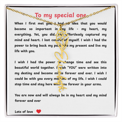 Personalized To My Special One Flower Name Necklace