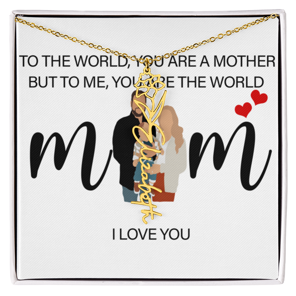 Personalized Mom Flower Name Necklace