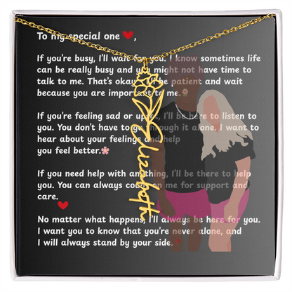 Personalized To My Special One Flower Name Necklace