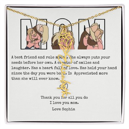 Personalized Mom Flower Name Necklace