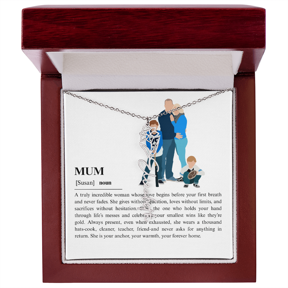 Personalized Mum Flower Name Necklace
