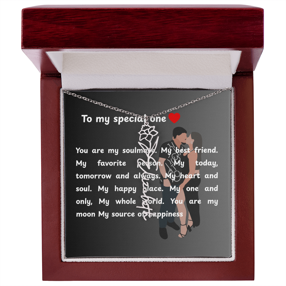 Personalized To My Special One Flower Name Necklace