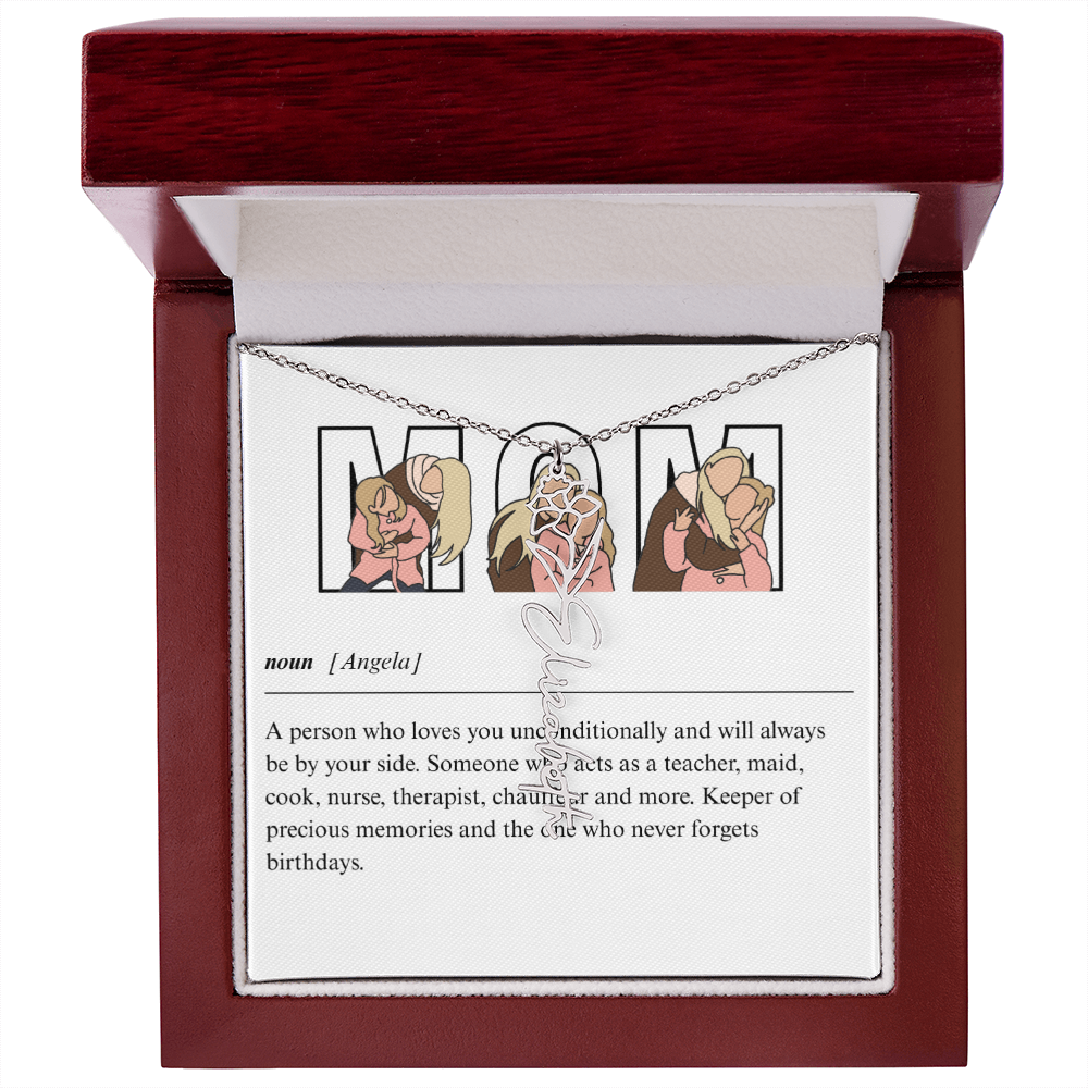 Personalized Mom Flower Name Necklace