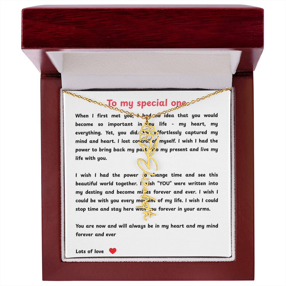 Personalized To My Special One Flower Name Necklace