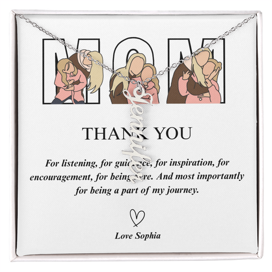 Personalized Thank You Mom Multi Vertical Name Necklace
