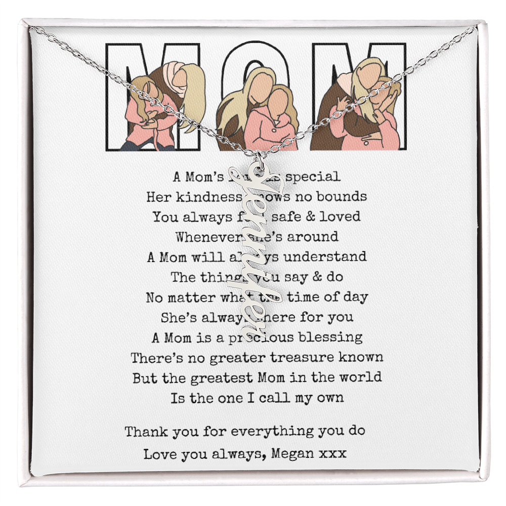 Personalized Mom Multi Vertical Name Necklace