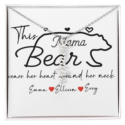 Personalized Mama Bear Multi Vertical Name Necklace
