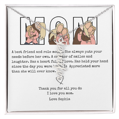 Personalized Mom Multi Vertical Name Necklace