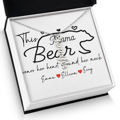 Personalized Mama Bear Multi Vertical Name Necklace