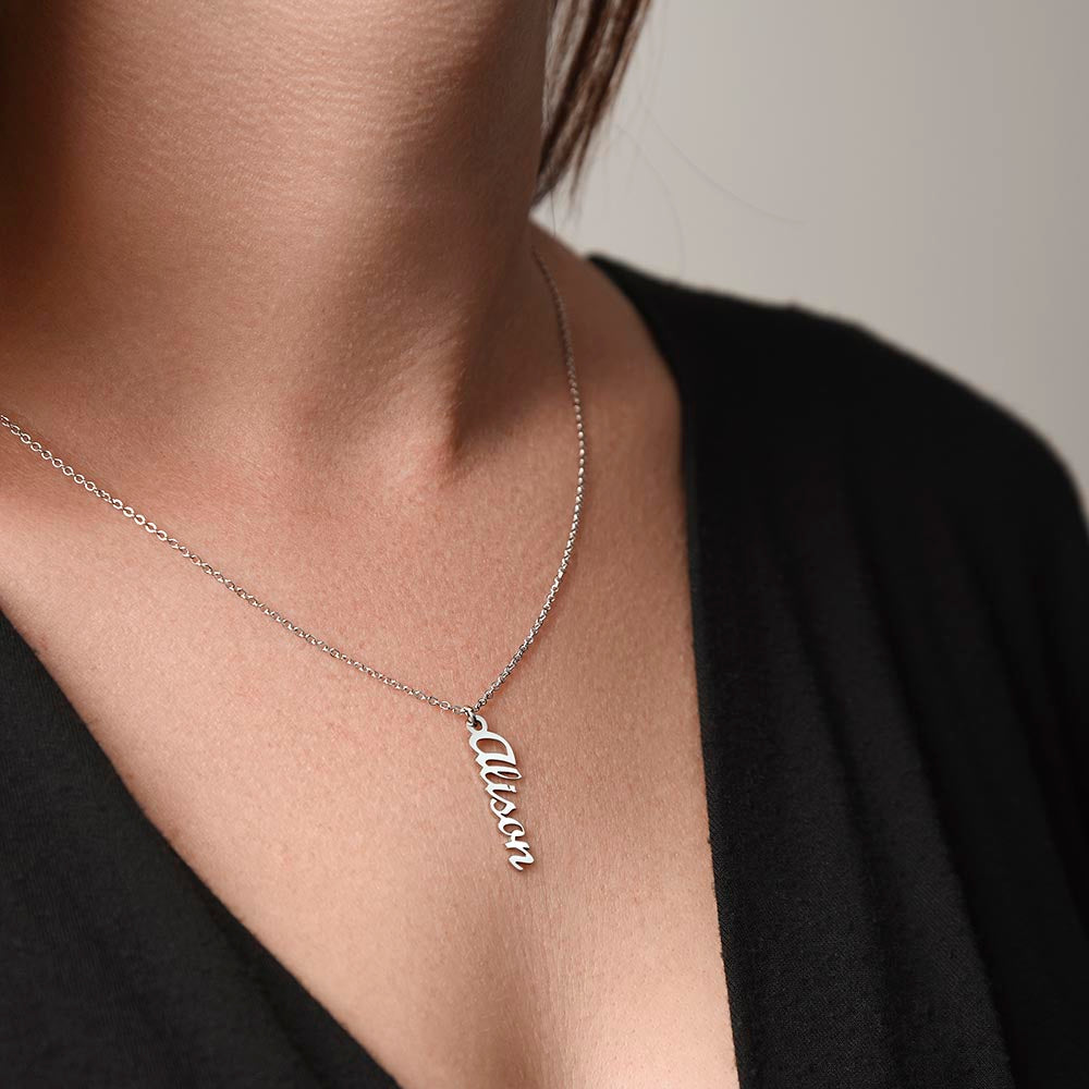 Personalized Thank You Mom Multi Vertical Name Necklace