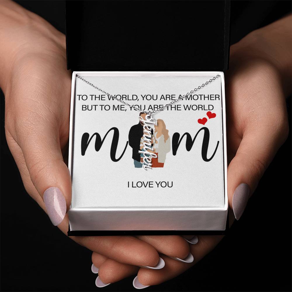 Personalized Mom I Love You Multi Vertical Name Necklace