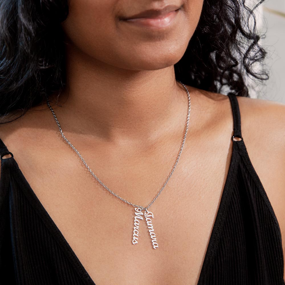 Personalized Mom Multi Vertical Name Necklace