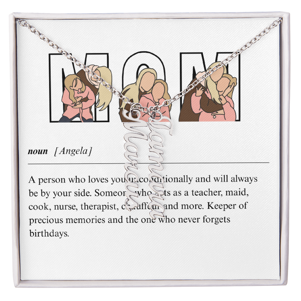 Personalized Mom Multi Vertical Name Necklace