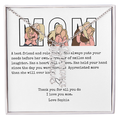 Personalized Mom Multi Vertical Name Necklace